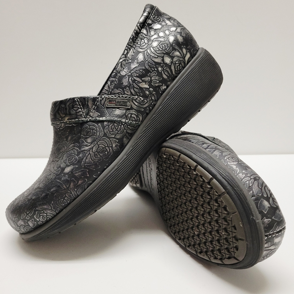 Grey's Anatomy Women's Softwalk Meredith Sport Metallic Leather Clogs Size 6